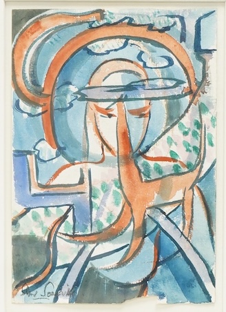 Stuart Scott Somerville (1925-2013), ‘The Dream’, signed, Austin Desmond label verso, watercolour, 17 x 11.5cm